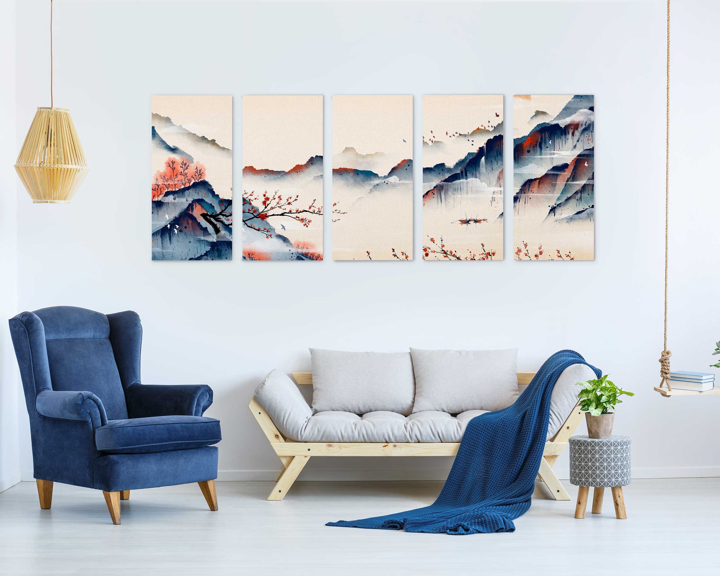 Japanese Style Wall Paintings 3 Pieces Set Japan Canvas Art Etsy