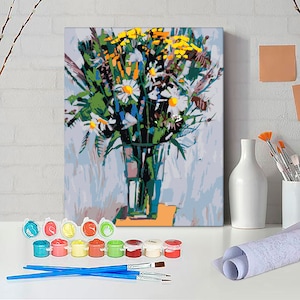 Kit de pintura por números de ramos: Arte floral en lienzo para adultos