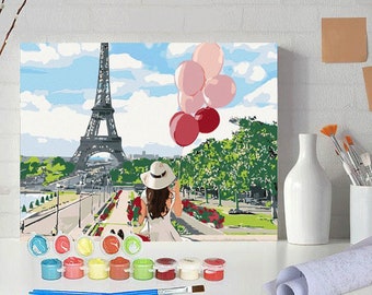 Paris Eiffel Tower - EU Shipping - Paint by Number, with/without Frame, Home Decor, DiY Painting Kit, DiY Painting on Canvas, Picture Frame