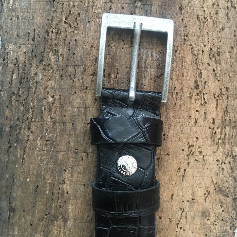 Vintage Leather Belt First Class Vintage Black Croco Leather