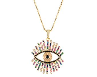 Gold Greek Eye Necklace