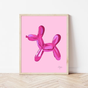 Abstract Balloon Dog Print | Eclectic Wall Art | Funky Posters | Gallery Wall Prints | Dog Lover Art | Retro Poster | Neon Poster