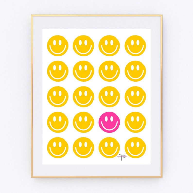 Smiley Poster | Smile Art | Happy Print Set | Gallery Wall Art | Bright Wall Decor | Dorm Posters | Joyful Kids Room Art | Playroom Decor | image 5