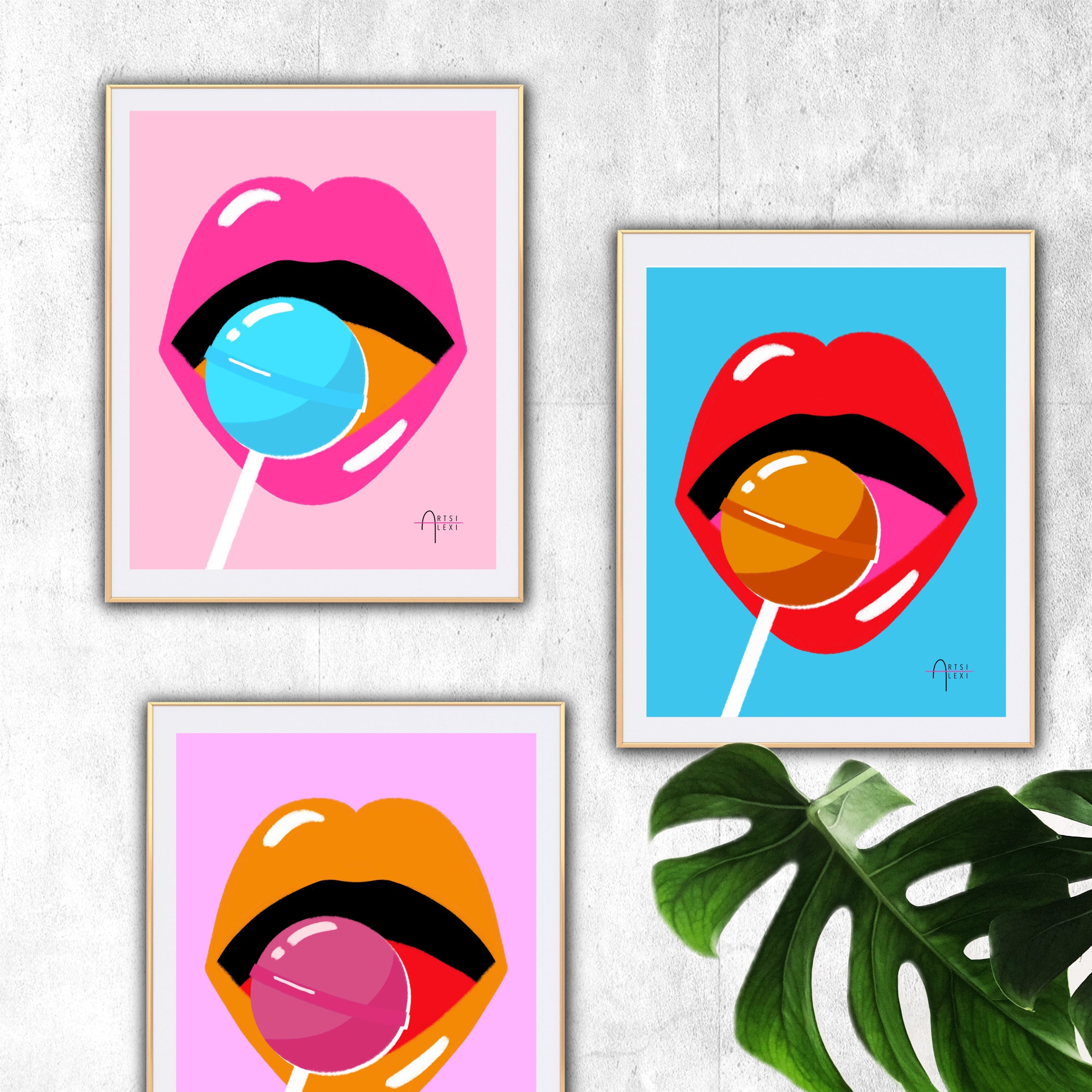 Pop Art Lips Eclectic Wall Art Funky Posters Colorful Etsy