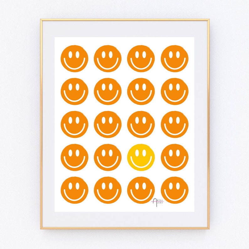 Smiley Poster | Smile Art | Happy Print Set | Gallery Wall Art | Bright Wall Decor | Dorm Posters | Joyful Kids Room Art | Playroom Decor | image 4