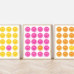 Smiley Poster | Smile Art | Happy Print Set | Gallery Wall Art | Bright Wall Decor | Dorm Posters | Joyful Kids Room Art | Playroom Decor | image 1