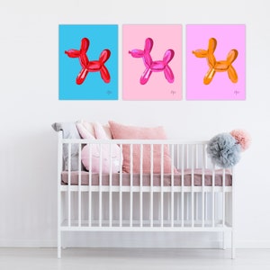 Custom DIGITAL Abstract Balloon Dog Set of 3 | Eclectic Wall Art | Funky Posters | Gallery Wall Prints | Dog Lover Art | Retro Poster