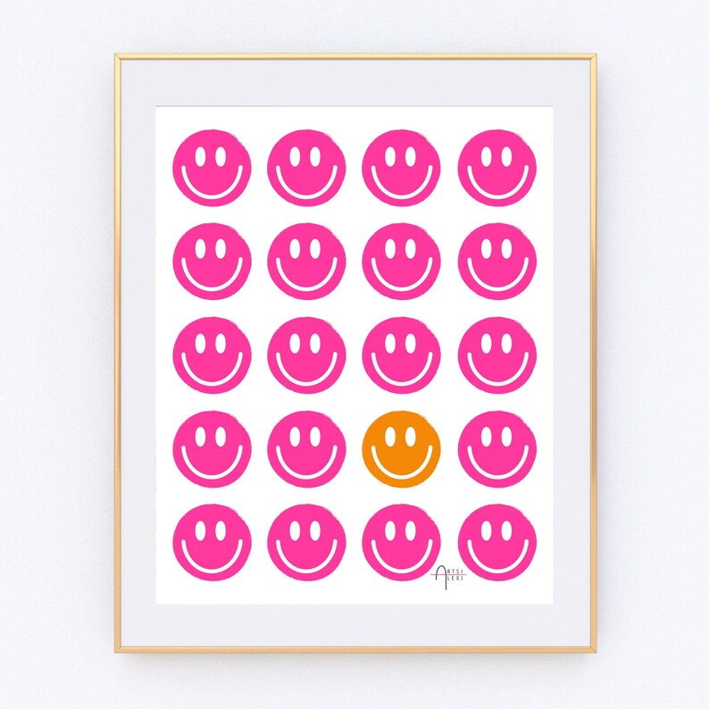 Smiley Poster | Smile Art | Happy Print Set | Gallery Wall Art | Bright Wall Decor | Dorm Posters | Joyful Kids Room Art | Playroom Decor | image 3