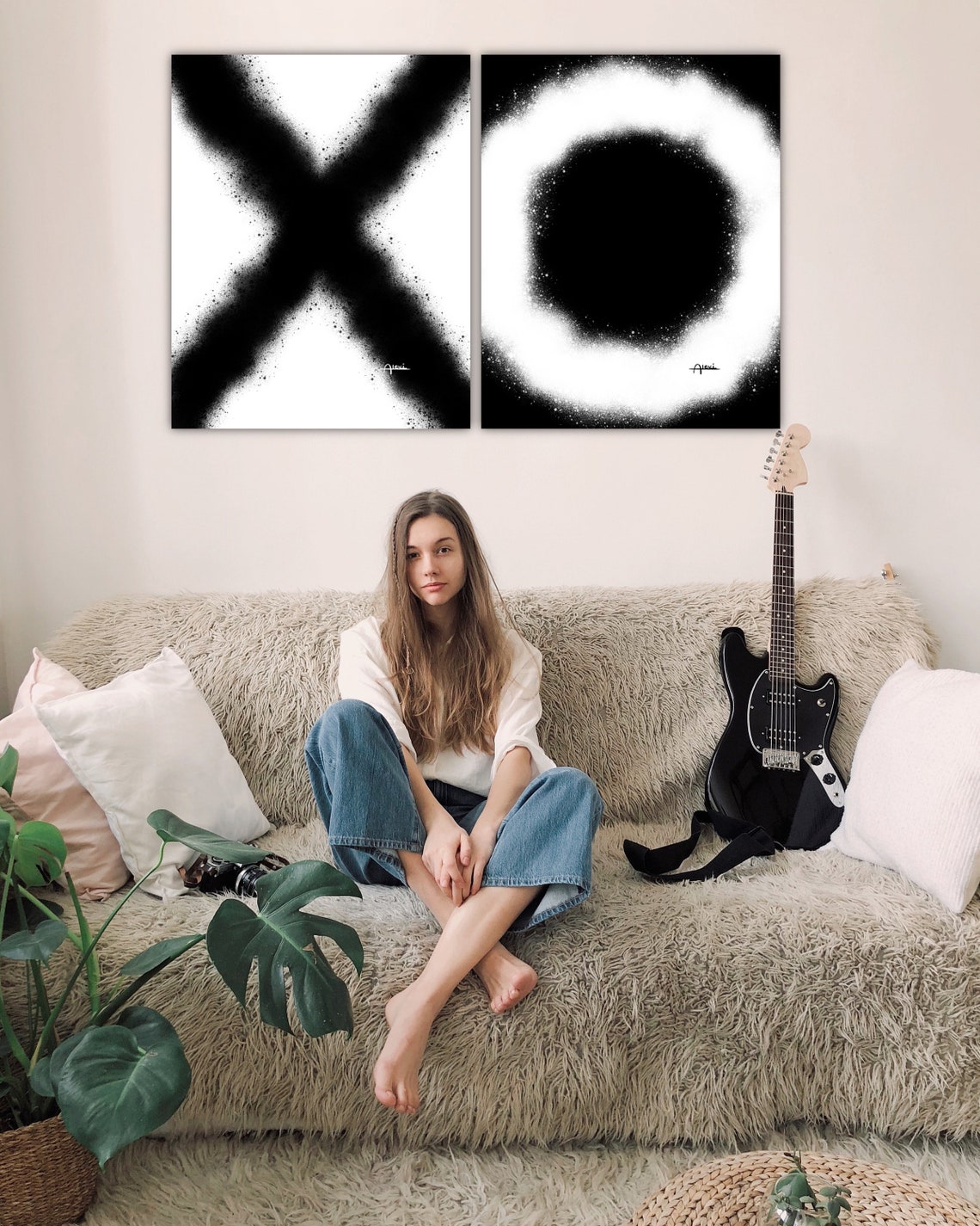 Black & White XO Canvas XOXO Wall Art Minimalist Decor | Etsy