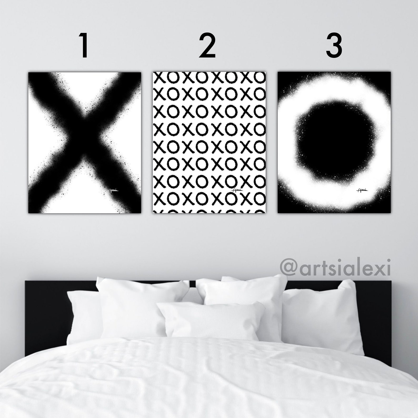 Black & White XO Canvas XOXO Wall Art Minimalist Decor | Etsy