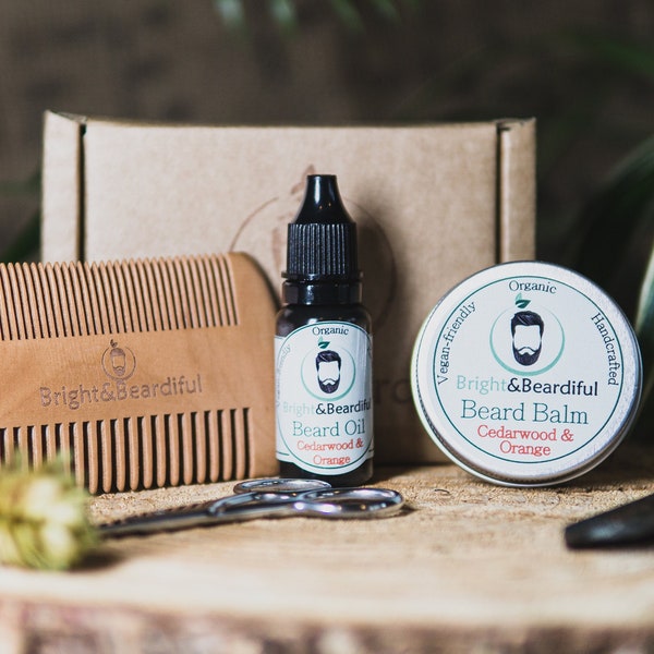 Birthday Gift Beard Gift Set | Beard Care Kit | Oil, Balm | Conditioning, Growth | Styling, Taming, Softer | Birthday | Organic, Vegan