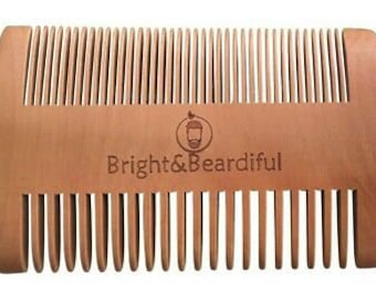 Beard Comb - Wooden Antistatic Double Comb for use with Beard Oil, Balm, Wax - Coarse and Fine Teeth for all Beard Types