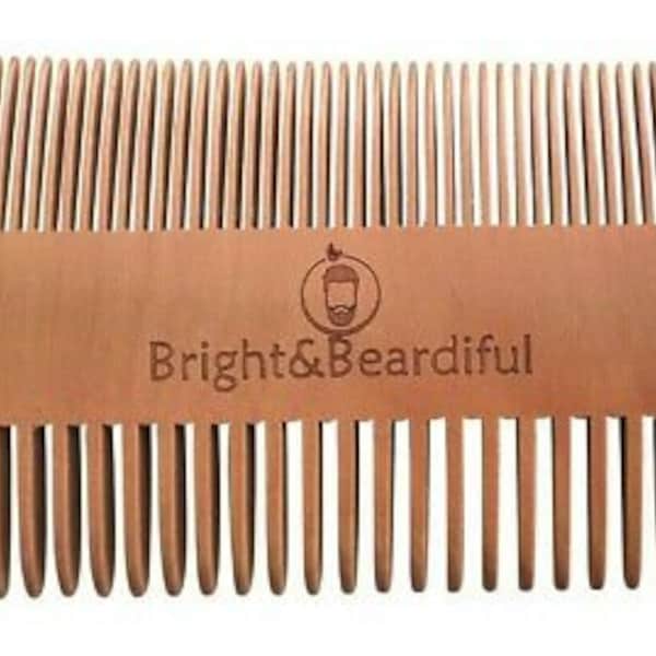 Beard Comb - Wooden Antistatic Double Comb for use with Beard Oil, Balm, Wax - Coarse and Fine Teeth for all Beard Types