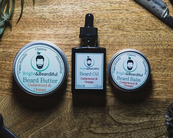 Beard Butter, Balm, Oil Combo Pack, Beard Gift Christmas, Beard Kit Set. Organic, Vegan, Handmade, Conditioning, Growth, Styling. 8 Scents.