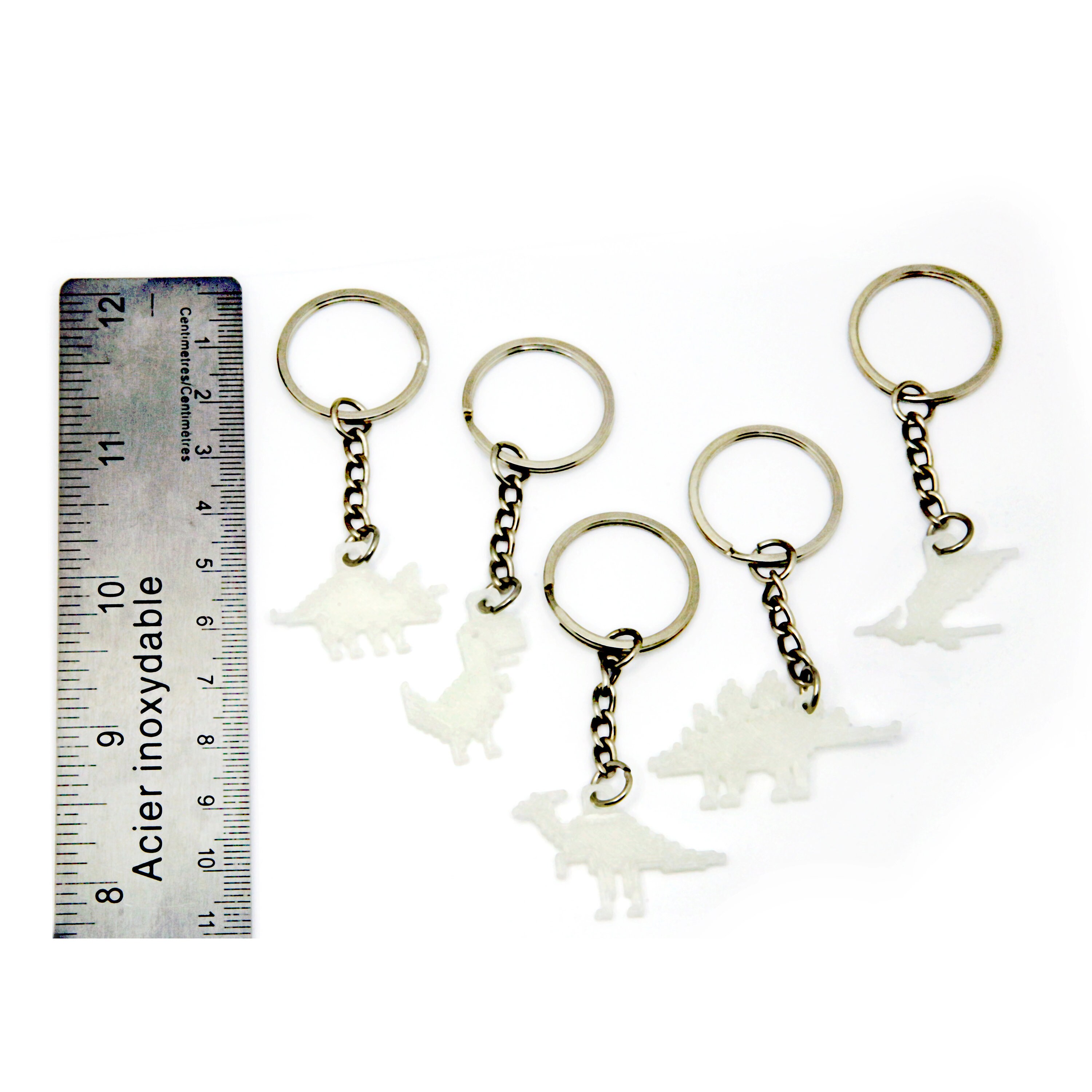 Pixel Dinosaurs 5 Keychain Set 3D Printed with Glow in the Etsy