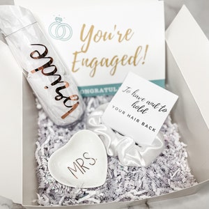 Engagement Gift Box / Bride to Be Gift / Wedding Gift / Future Mrs. Box Set / Champagne Glass / Scrunchies / Ring Dish / Congratulations