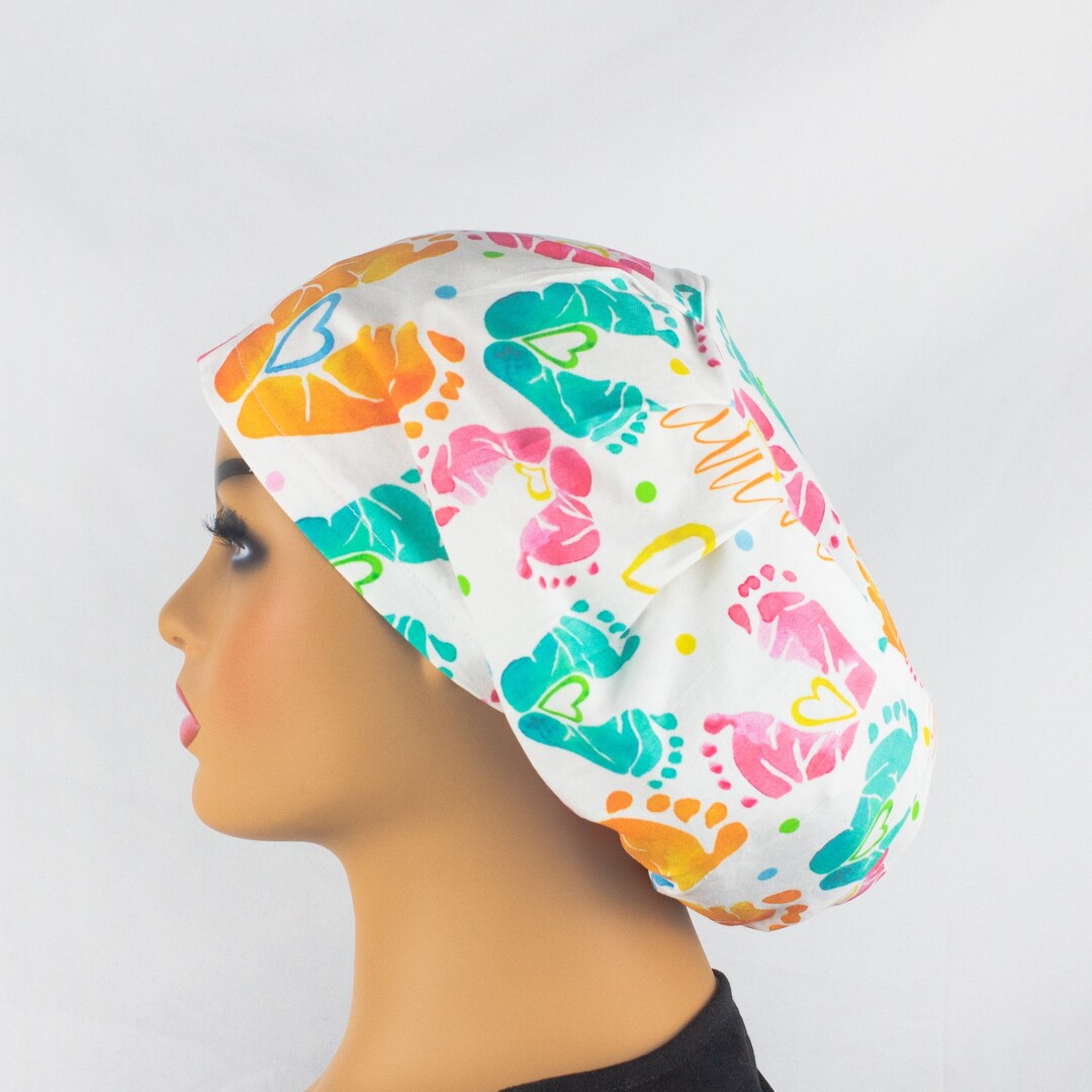 Baby Feet Scrub Cap, Labor and Delivery, Nurse Scrub Cap, OBGYN Hat
