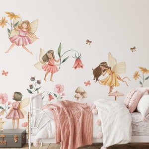 Fairy Wall Decal | Watercolor Fairies Wall Decal | Nursery Fairytale Sticker | Removable Decals | Fairy Sticker