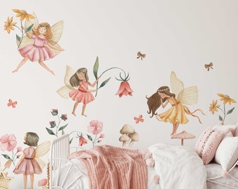 Fairy muur sticker | Aquarel feeën muur sticker | Kinderkamer sprookjessticker | Verwijderbare stickers | Fee-sticker