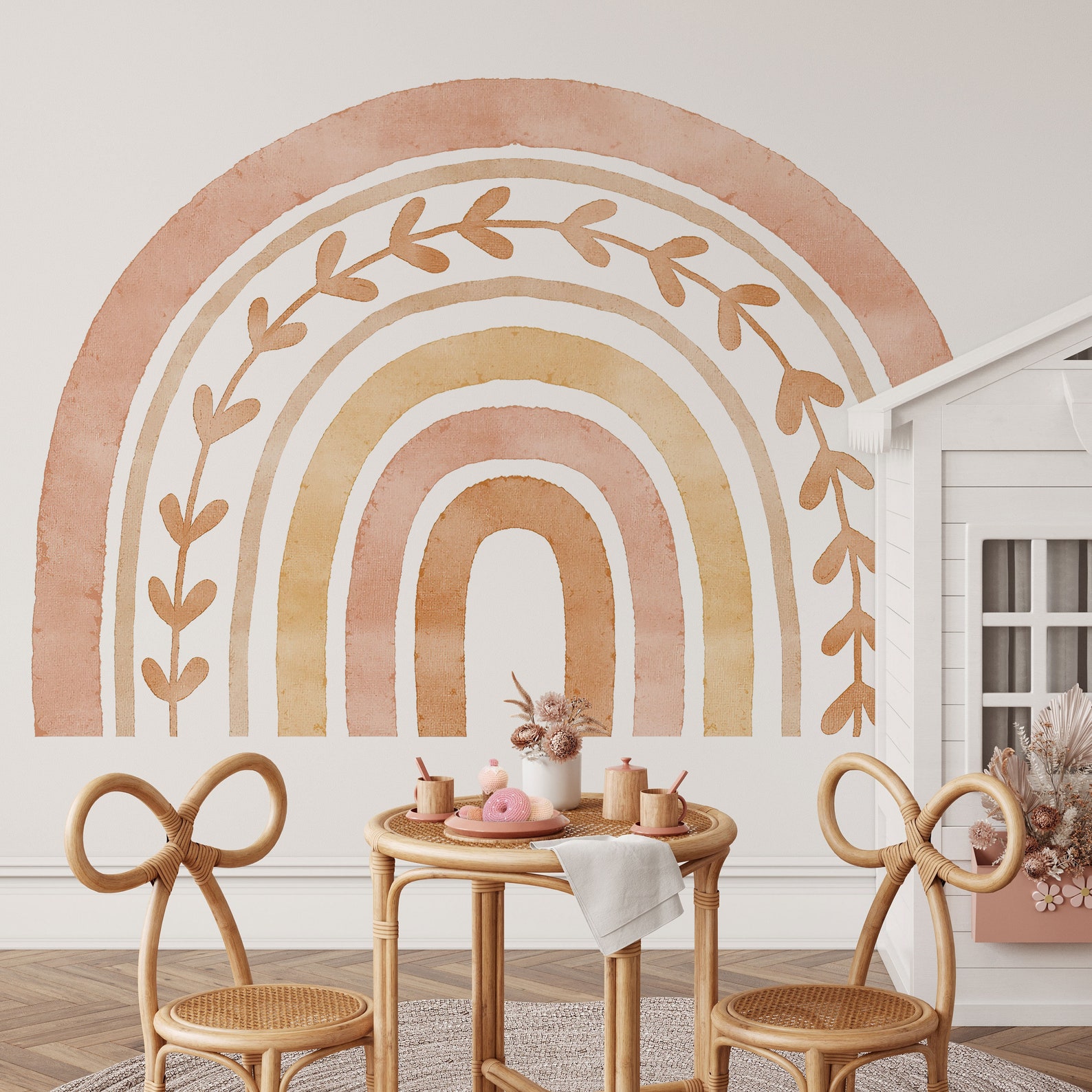 Neutral Boho Rainbow Wall Decal: Peel and Stick Nursery Decor - Etsy