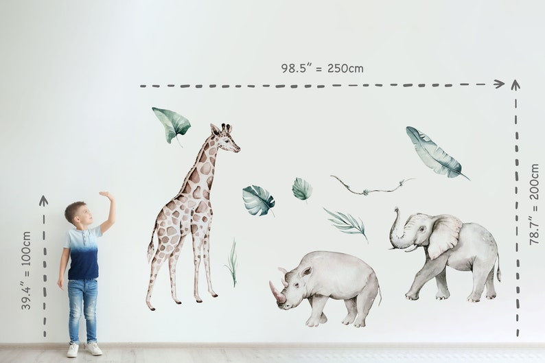 Watercolor Safari Animals Wall Decal: Removable Jungle Nursery Decor - Etsy