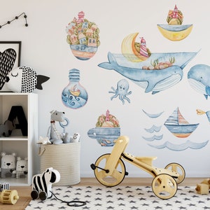 Watercolor Sailboat Wall Decal: Sea Nursery Decor