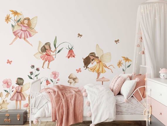 Fairy Wall Decal Watercolor Fairies Wall Decal Nursery Fairytale