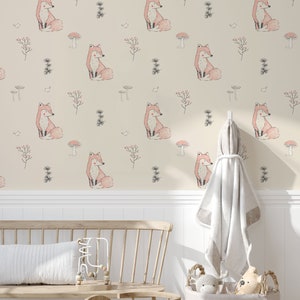 Papier auto-adhésif Fox : décoration boisée pour chambre d&#39;enfant