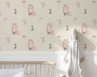 Fox Self-Adhesive Wallpaper: Woodland Nursery Decor