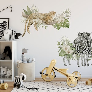 Savanna Wall decal for kids / safari nursery decor / giraffe wall decal / watercolor / Safari Jungle Wall Stickers