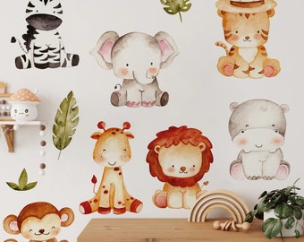 Safari Animal Wall Decals: Reusable Jungle Nursery Decor