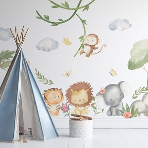 Watercolor Safari Animals Wall Decal Set: Peel & Stick Nursery Decor - Etsy