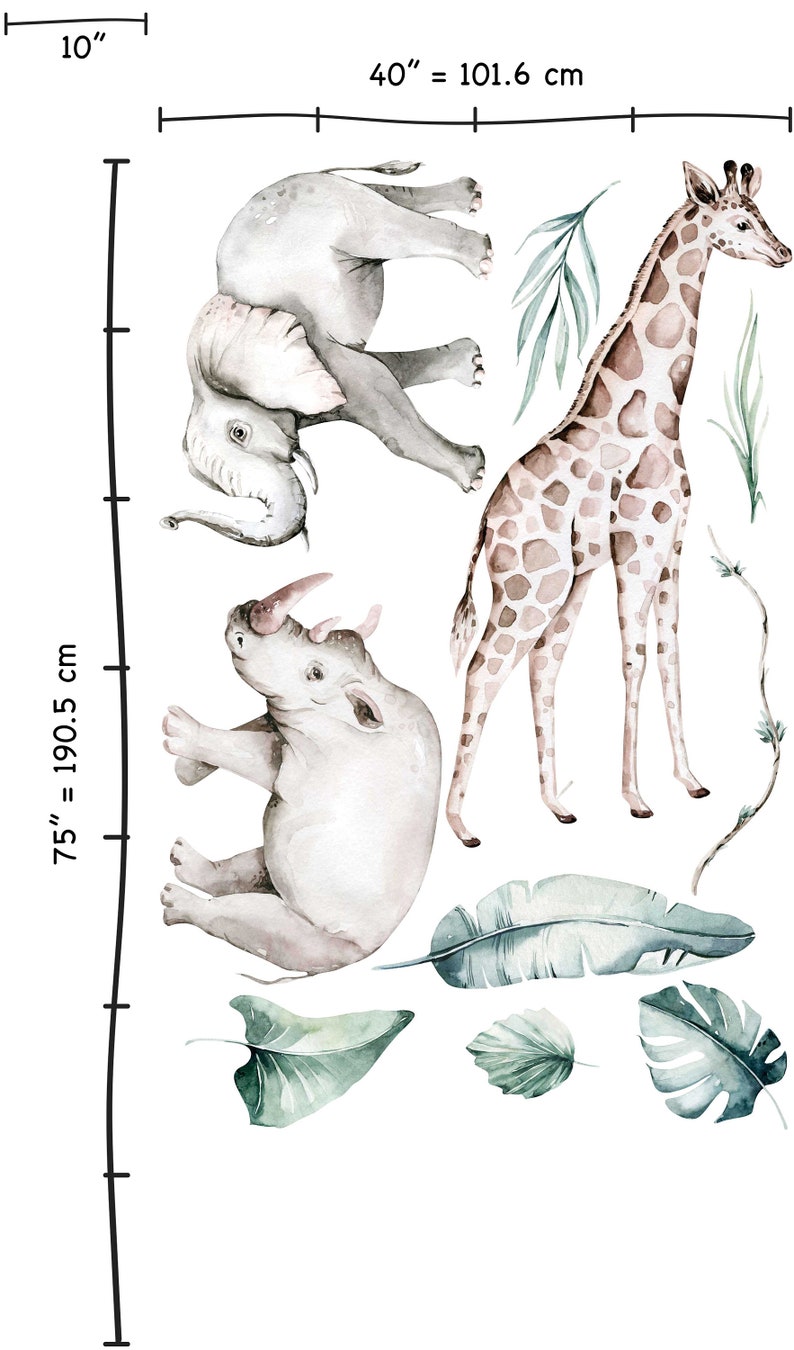 Watercolor Safari Animals Wall Decal: Removable Jungle Nursery Decor - Etsy