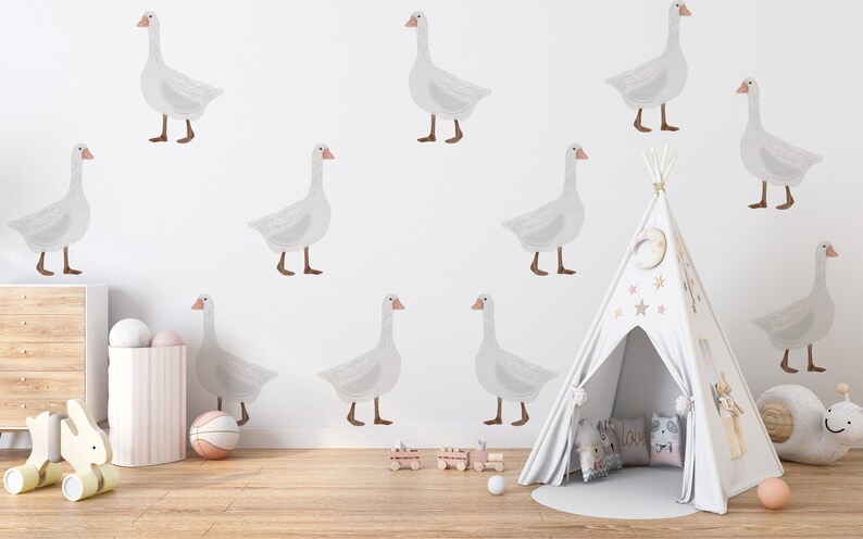 White Goose Wall Art | Geese Nursery Wall Decals - Etsy