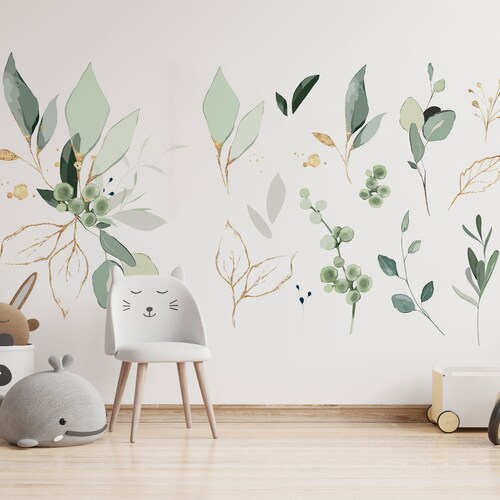 Jungle Leaves Wall Decal for Nursery Bathroom Tropical Wall Etsy