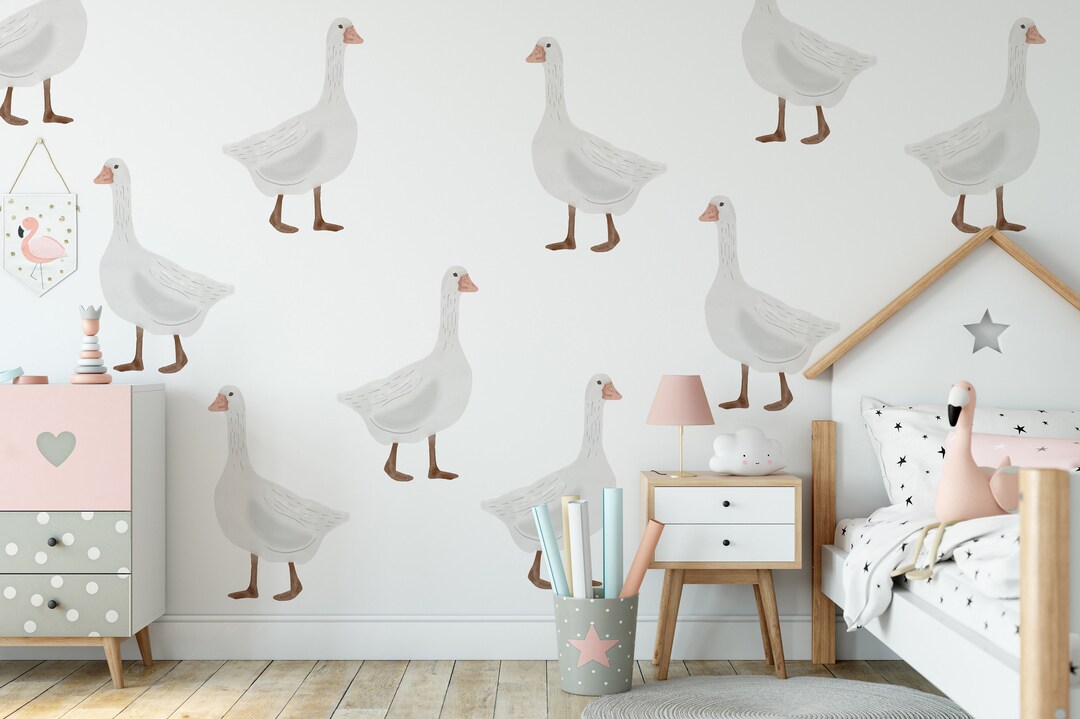 White Goose Wall Art | Geese Nursery Wall Decals - Etsy