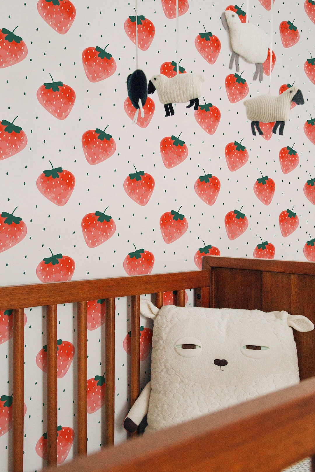 Watercolor Strawberry Wallpaper | Fruit Peel and Stick Wall Mural ...