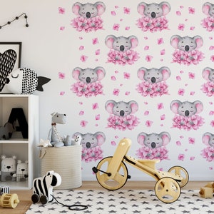 Fabric Wall Decal, Koalas, Nursery wall decal, leafs decal, Koala wall decal, Nursery koala wall art, Australian animals wall decal