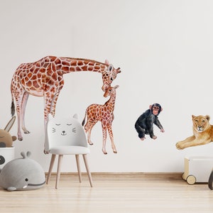 Baby room wall decor Watercolor Safari Wall Stickers Baby Boy Decor nursery Safari Nursery Fabric Decal safari nursery Wall stickers room