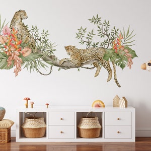 Safari animals wall decal, Nursery wall decal, Jungle animals, Tropical monkey wall stickers, Wall decal for kids, Wild watercolor animals