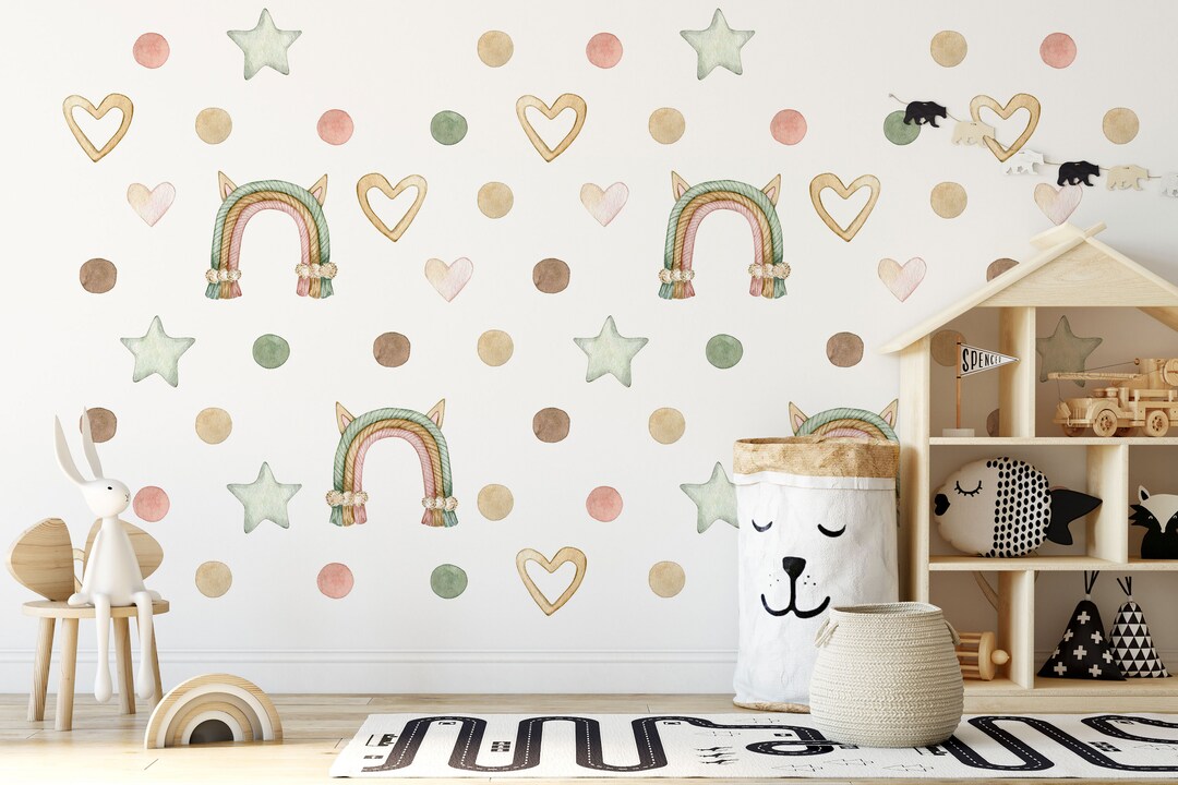 Watercolor Rainbow Wall Decal: Boho Nursery Decor - Etsy