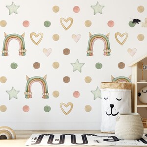 Rainbow wall decal, Nursery wall decal, Watercolor rainbow wall stickers, Boho rainbow decor, Neutral tiny rainbow decal for kids room