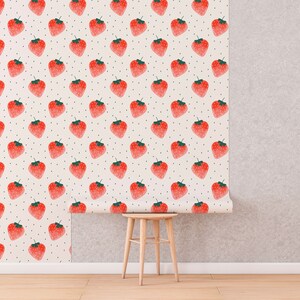 Watercolor Strawberry Wallpaper | Fruit Peel and Stick Wall Mural ...
