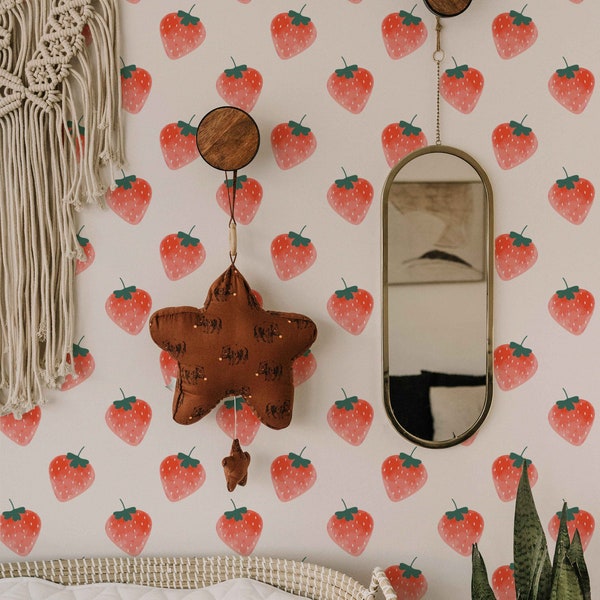 Décalcomanie de fraises | Ensemble de décalcomanies murales pour la décoration des enfants | Charmant ensemble de stickers muraux