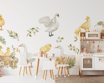 Watercolor Goose Wall Decals: Farmhouse Nursery Decor