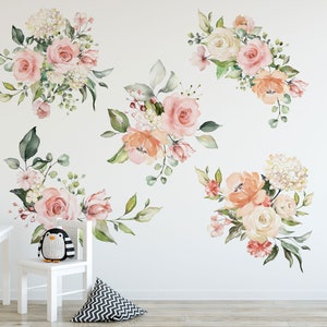 Peony Flower Wall Decals: Peel and Stick Floral Decor