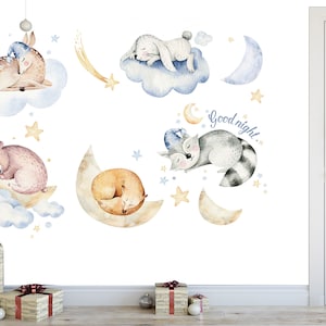 Watercolor Animal Wall Decals: Removable Nursery Stickers