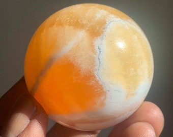 Orange Calcite Sphere | Tumbled Orange Calcite | Orange Calcite Tumbles | Calcite Spheres | Rocks and Minerals | Mexican Mineral Specimen