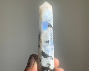 Torres de Pedra da Lua Arco-Íris | Cristais de Cura Blue Flash | Pedras de Chakra | Rochas e Minerais | Amostra Mineral