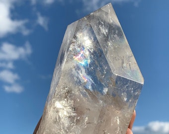 Lemurian Seed Clear Crystal Point Tower | Healing Crystals Stones | Chakra Stones | Rocks and Minerals | Brazilian Mineral Specimen